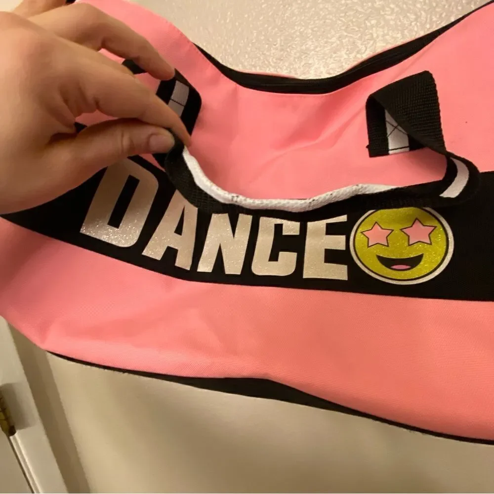 Justice DANCE Duffle Bag Dancer Performer Ballerina Pink Black. 17x8.5x8